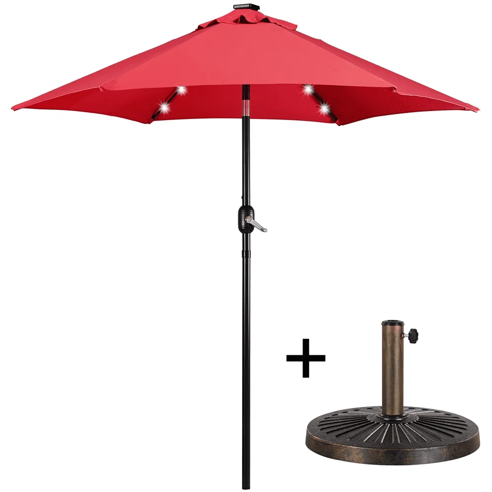 Red Patio Umbrella with 18 LED Lights and Stand Base, $7.5Ft
Red Patio Umbrella with 18 LED Lights and Stand Base, $7.5Ft