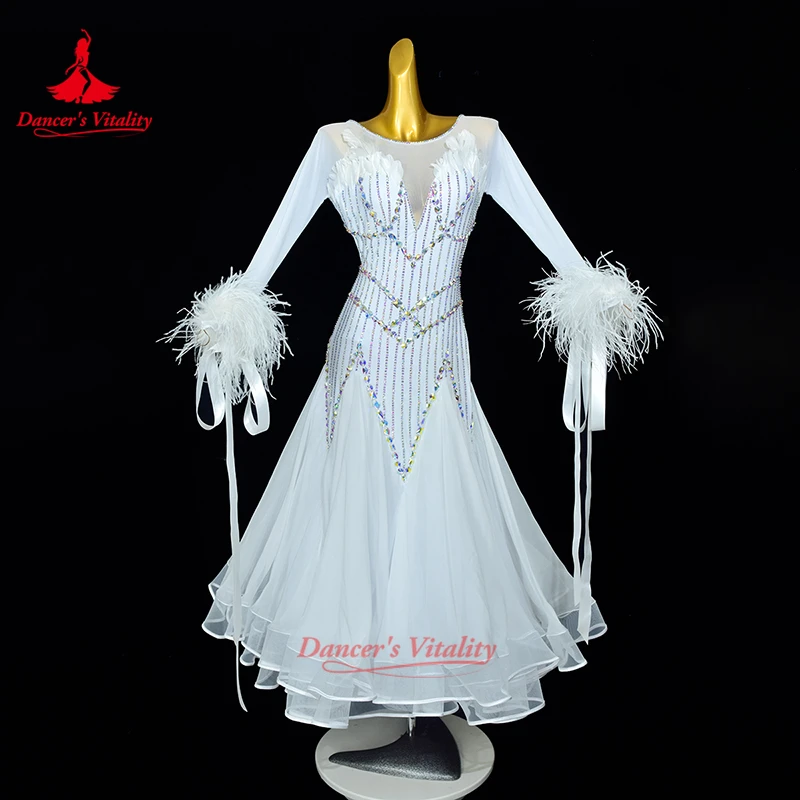 Viennese Waltz Quickstep Foxtrot AB Stones Big Swing Dress Custom Female Ballroom Dance Feather Style Clothing Dancer's Vitality
Viennese Waltz Quickstep Foxtrot AB Stones Big Swing Dress Custom Female Ballroom Dance Feather Style Clothing Dancer's Vitality