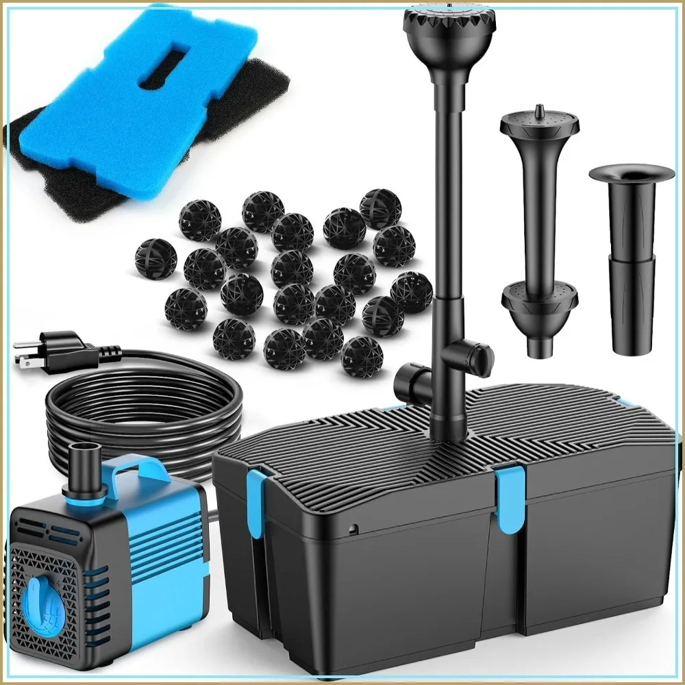 660GPH Pond Filter with Fountain Pump Kit, 50W Submersible Water Pump Adjustable Flow for Outdoor Koi Pond, Fish Tank, Garden Water Features
660GPH Pond Filter with Fountain Pump Kit, 50W Submersible Water Pump Adjustable Flow for Outdoor Koi Pond, Fish Tank, Garden Water Features