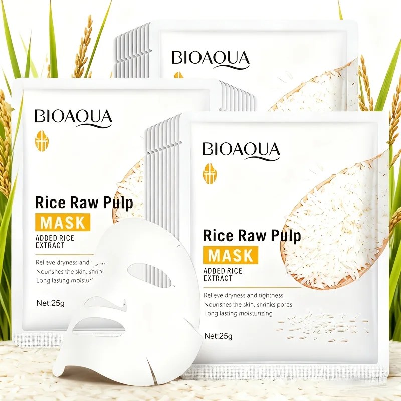30pcs BIOAQUA Rice Raw Pulp Whitening Facial Masks Moisturizing Hydrating Anti Wrinkles Anti-aging Face Mask Sheets Skin Care
30pcs BIOAQUA Rice Raw Pulp Whitening Facial Masks Moisturizing Hydrating Anti Wrinkles Anti-aging Face Mask Sheets Skin Care