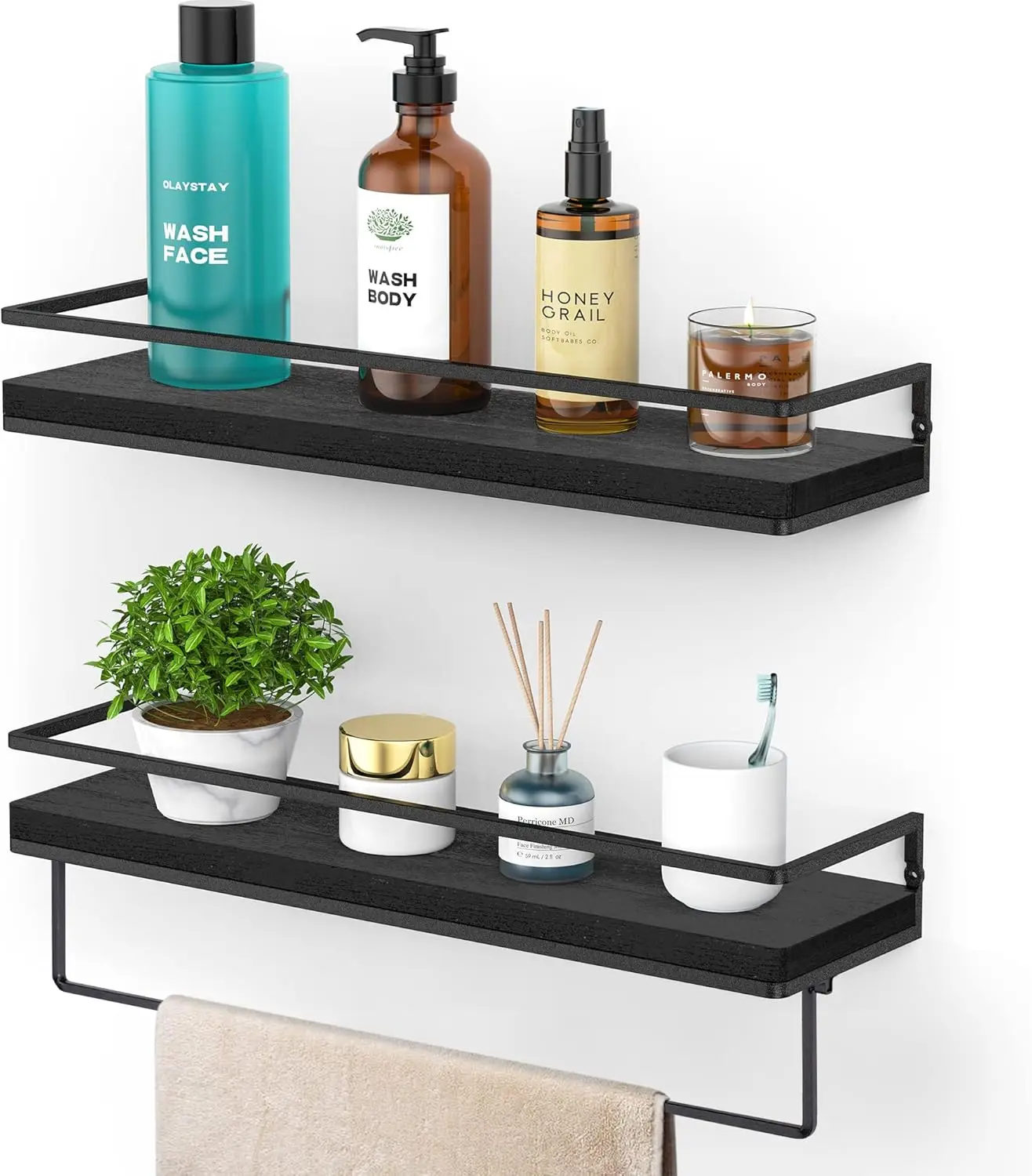 Floating Shelves Wall Mounted Set of 2, Wall Shelf with Towel Bar Rustic Wood Wall Storage Shelves for Bedroom,Living R
Floating Shelves Wall Mounted Set of 2, Wall Shelf with Towel Bar Rustic Wood Wall Storage Shelves for Bedroom,Living R
