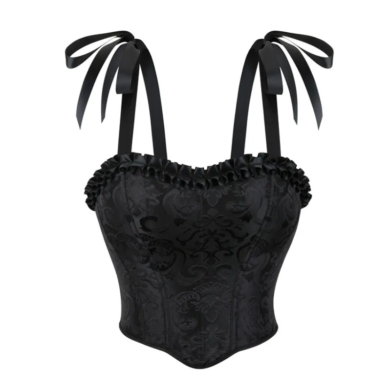 Strapless Silk Satin Halter Corset Small Chest Support Bodice Boned Renaissance Medieval Black Jacquard Corset Top Outfits
Strapless Silk Satin Halter Corset Small Chest Support Bodice Boned Renaissance Medieval Black Jacquard Corset Top Outfits