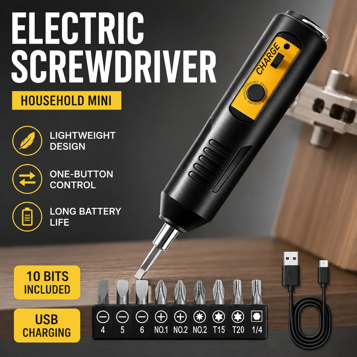 47Pcs USB Rechargeable Electric Screwdriver Lithium Battery Cordless Impact Drill Kit Household DIY Tool Set for Home Repairs
47Pcs USB Rechargeable Electric Screwdriver Lithium Battery Cordless Impact Drill Kit Household DIY Tool Set for Home Repairs