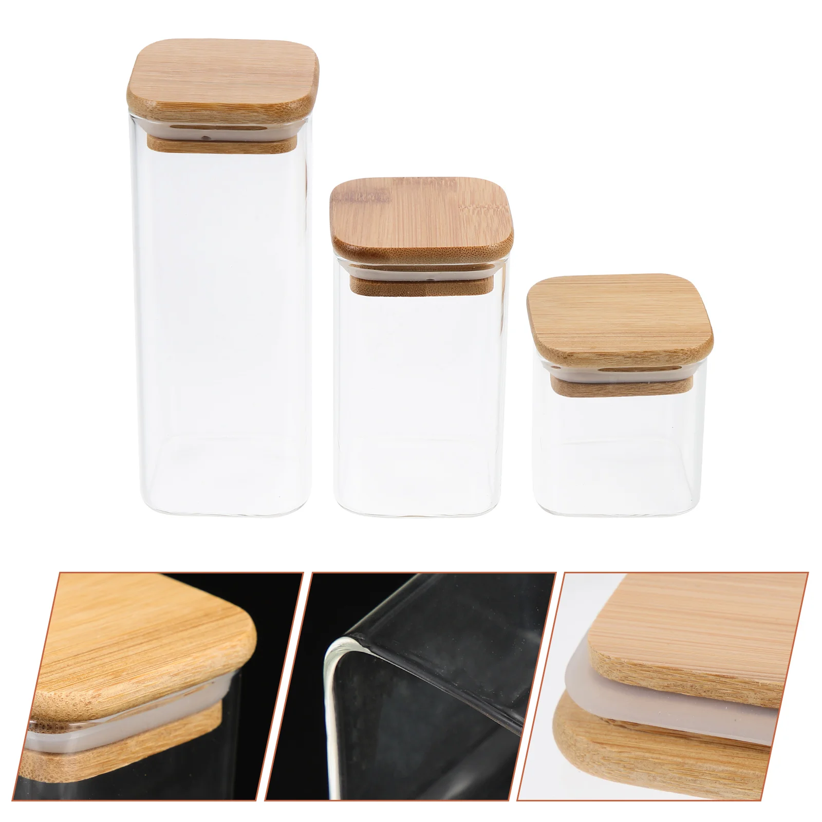 3 Pcs Glass Jar with Bamboo Lid Nuts Storage Holder Kitchen Sealed Jars Cookie Food Canister Cereals
3 Pcs Glass Jar with Bamboo Lid Nuts Storage Holder Kitchen Sealed Jars Cookie Food Canister Cereals