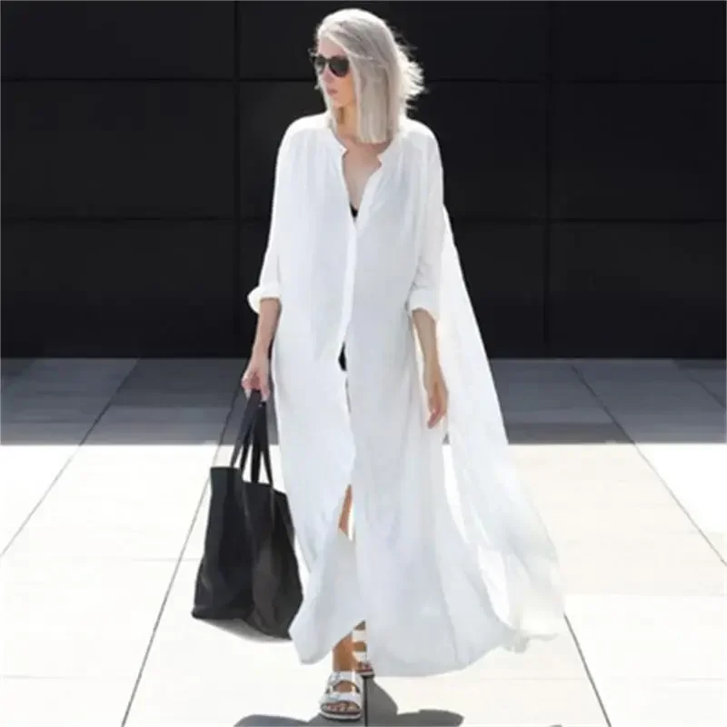 Long Beach Dress Women Blouse Shirt White Swimwear Cover Up Sleeve Kaftan Tunic Robe De Plage Sarong Summer Dress Swim
Long Beach Dress Women Blouse Shirt White Swimwear Cover Up Sleeve Kaftan Tunic Robe De Plage Sarong Summer Dress Swim