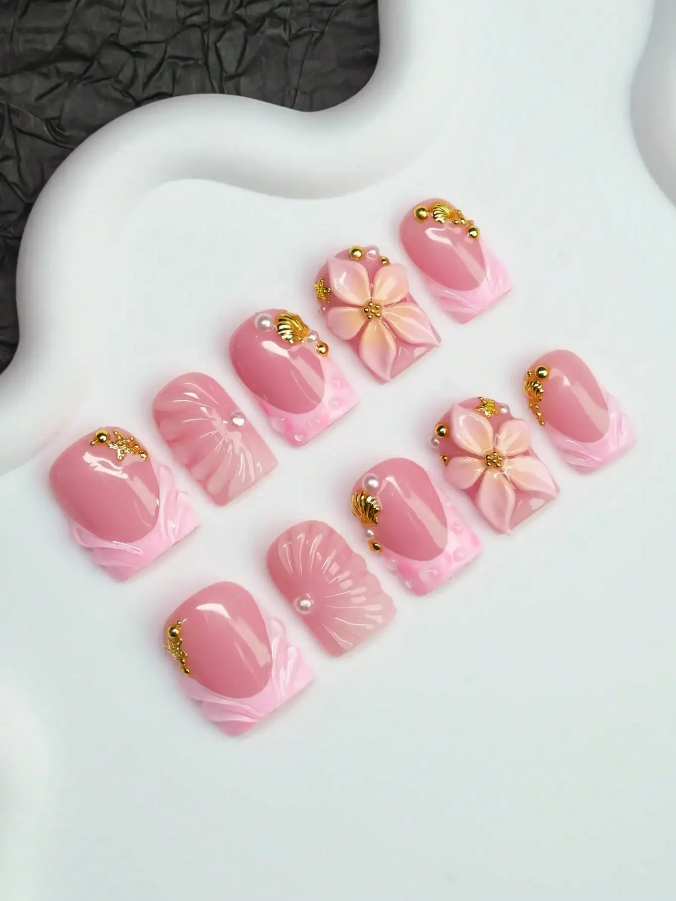 10pcs Square Shaped Handmade Nail Tips, Y2K Baddie Style, Nude & Pink Color Nails With French Edge, Carving, Steel Beads, Water Drops, Shells, Tie Dye, Pearl Elements, Suitable For Party, Wedding, Daily Wear, Includes Tool Kit, Great Gift For Women And Gi
10pcs Square Shaped Handmade Nail Tips, Y2K Baddie Style, Nude & Pink Color Nails With French Edge, Carving, Steel Beads, Water Drops, Shells, Tie Dye, Pearl Elements, Suitable For Party, Wedding, Daily Wear, Includes Tool Kit, Great Gift For Women And Gi