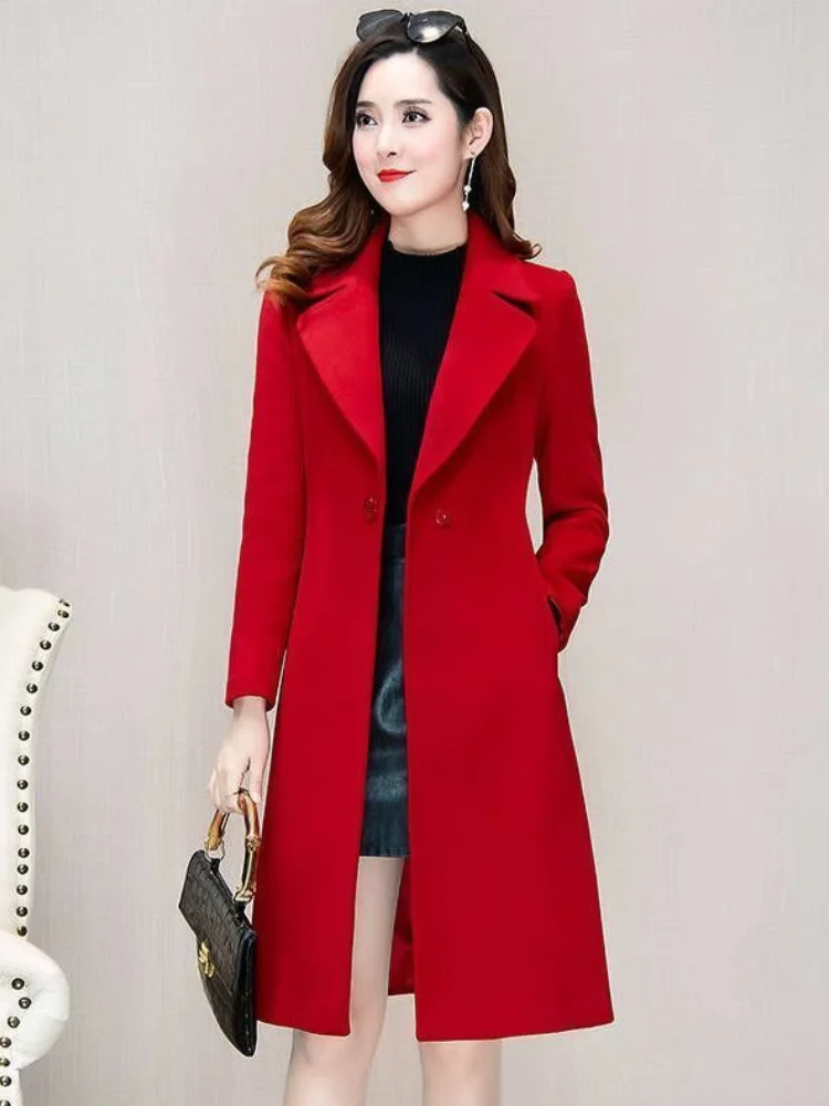 Women's Mid-Length Woolen Coat Slim Fit Ele Sle for Spring Autumn Winter Faion Design Long Sve Casual Outerwear
Women's Mid-Length Woolen Coat Slim Fit Ele Sle for Spring Autumn Winter Faion Design Long Sve Casual Outerwear