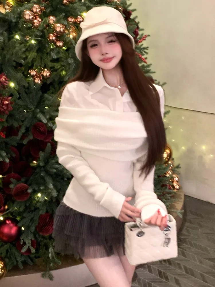 Autumn Knitted Shirt And Skirt Set Fake Two-Piece Collar Half-Sleeve Long-Length Slim-Fit Korean Style Commute Wear
Autumn Knitted Shirt And Skirt Set Fake Two-Piece Collar Half-Sleeve Long-Length Slim-Fit Korean Style Commute Wear