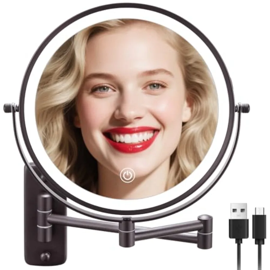 DECLUTTR 9 Inch Wall Mounted Lighted Makeup Mirror, Double-Sided Magnifying Mirror 1x/10x, 3 Colors Lighted Makeup Mirror, Touc
DECLUTTR 9 Inch Wall Mounted Lighted Makeup Mirror, Double-Sided Magnifying Mirror 1x/10x, 3 Colors Lighted Makeup Mirror, Touc