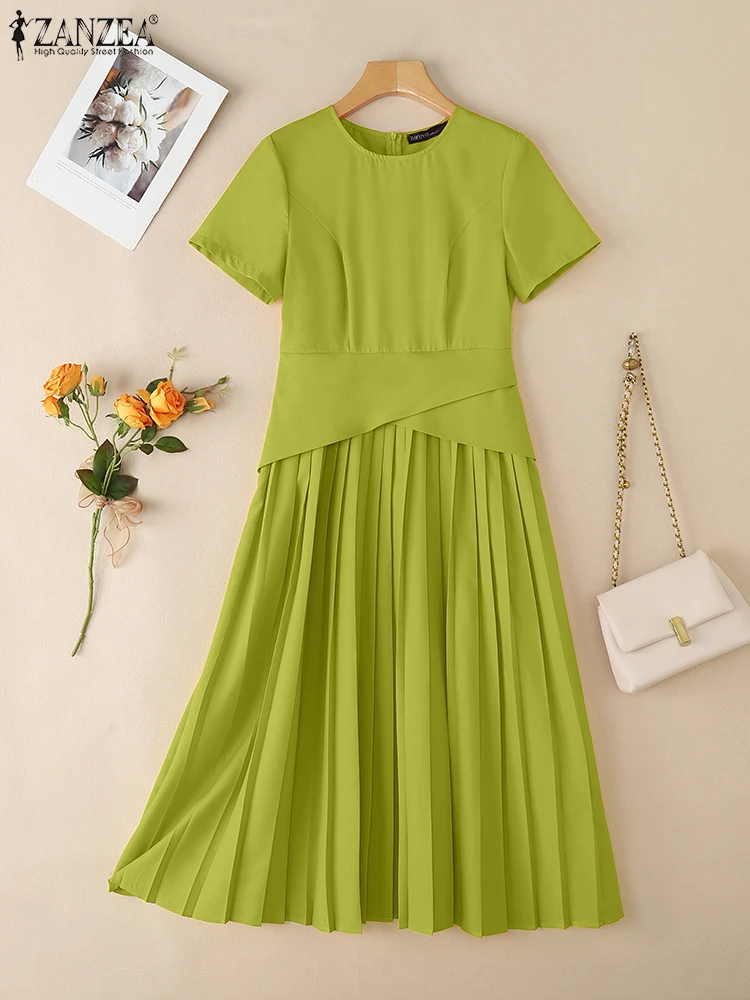 ZANZEA Women Elegant Chic A-line Robes Femme Summer Day Wear O-Neck Pleated Hem Midi Dresses Short Sleeve Solid Color Vestidos
ZANZEA Women Elegant Chic A-line Robes Femme Summer Day Wear O-Neck Pleated Hem Midi Dresses Short Sleeve Solid Color Vestidos