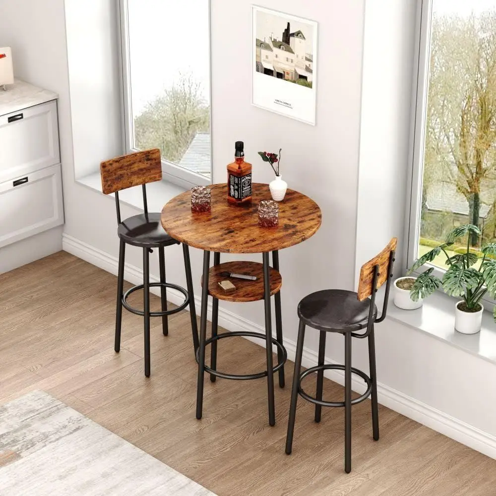 2-Seat Bar Table Set with Upholstered Stools for Pub-Style Dining in Kitchen or Small Spaces
2-Seat Bar Table Set with Upholstered Stools for Pub-Style Dining in Kitchen or Small Spaces