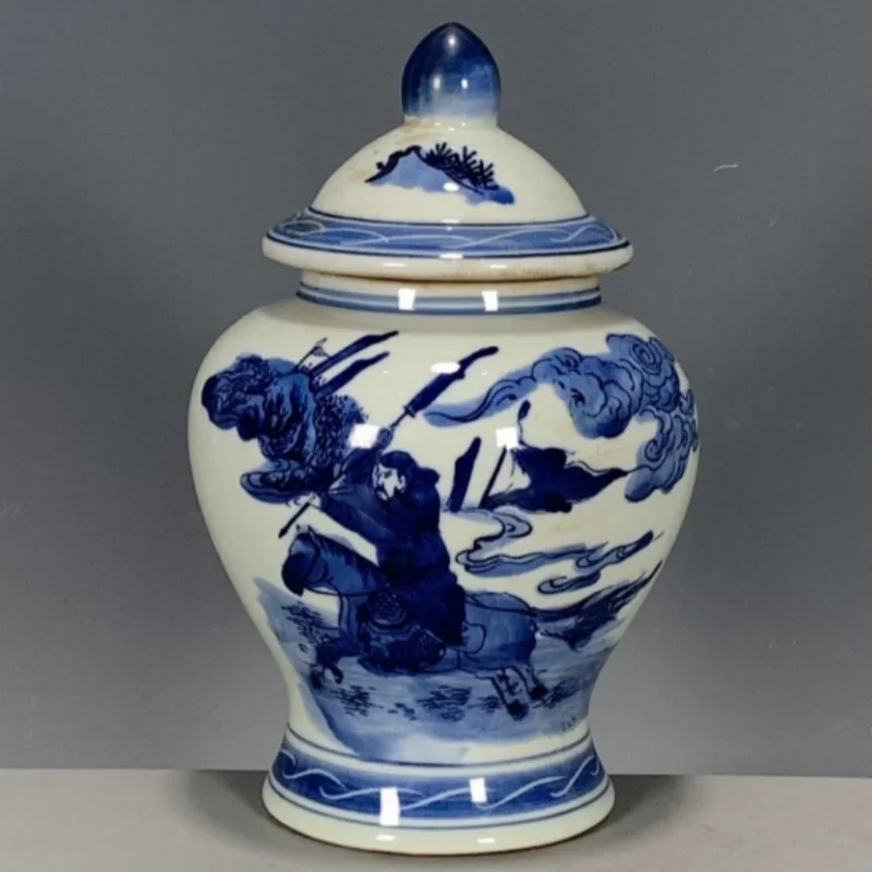 Antique ceramics Qing Qianlong blue and white figure patterns lid jar tea jar folk art collection modern exquisite crafts
Antique ceramics Qing Qianlong blue and white figure patterns lid jar tea jar folk art collection modern exquisite crafts