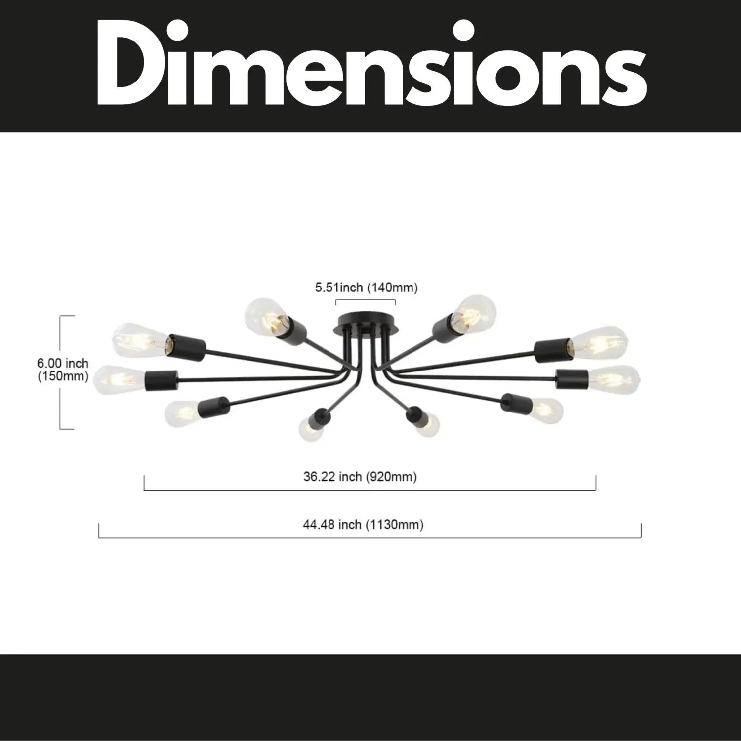 10 Light Sputnik Chandelier Black Ceiling Light Semi Flush Mount Light Ceiling Lamp
10 Light Sputnik Chandelier Black Ceiling Light Semi Flush Mount Light Ceiling Lamp