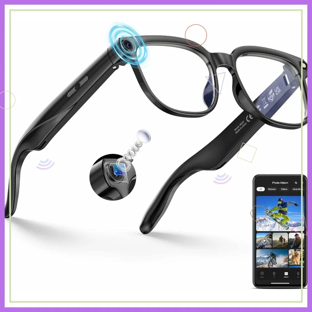 Smart Glasses with Camera, 8MP HD Video Recording, AI Translation, Bluetooth 5.3, Blue Light Blocking, for Vlogging & Travel
Smart Glasses with Camera, 8MP HD Video Recording, AI Translation, Bluetooth 5.3, Blue Light Blocking, for Vlogging & Travel