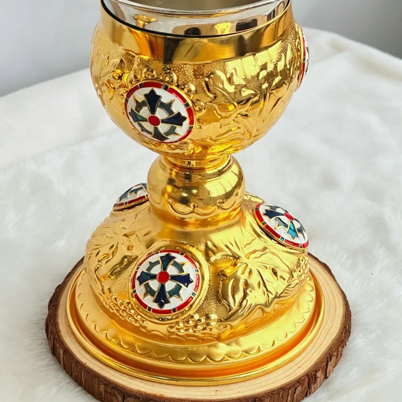 Orthodox Altar Set Gold Metal Chalice with Jesus Icon Ornate Byzantine Communion Cup and Wood Tray Church Supplies Religious Gif
Orthodox Altar Set Gold Metal Chalice with Jesus Icon Ornate Byzantine Communion Cup and Wood Tray Church Supplies Religious Gif