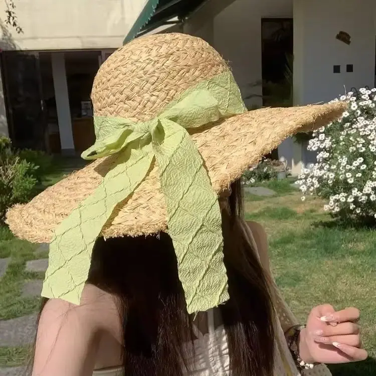 Summer Raffia Straw Hat Women Wide-brimmed Sun Protection, Beach and Seaside Bow, Woven Design, Perfect for Holidays
Summer Raffia Straw Hat Women Wide-brimmed Sun Protection, Beach and Seaside Bow, Woven Design, Perfect for Holidays