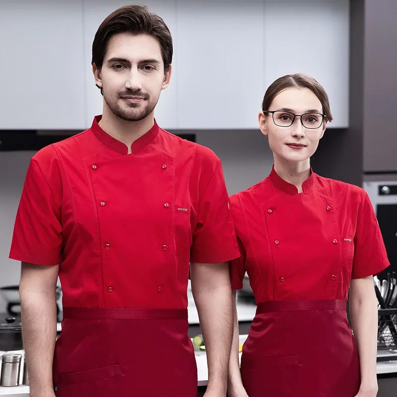 Chef Workwear for Women, Short Sleeve, Summer Breathable, Chef Uniform for Hotel, Restaurant, and Canteen, Back Kitchen Clothing
Chef Workwear for Women, Short Sleeve, Summer Breathable, Chef Uniform for Hotel, Restaurant, and Canteen, Back Kitchen Clothing