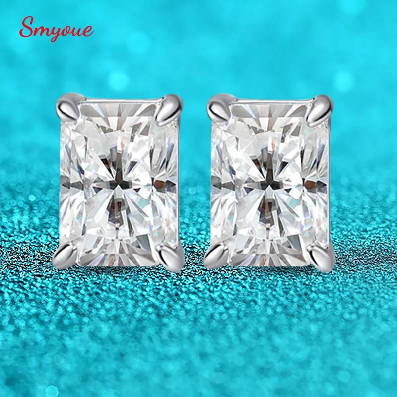 Smyoue 0.5CT 1CT 2CT Radiant Cut Moissanite Stud Earrings for Women Luxury Quality Jewelry 100% 925 Sterling Silver Plated 18K
Smyoue 0.5CT 1CT 2CT Radiant Cut Moissanite Stud Earrings for Women Luxury Quality Jewelry 100% 925 Sterling Silver Plated 18K