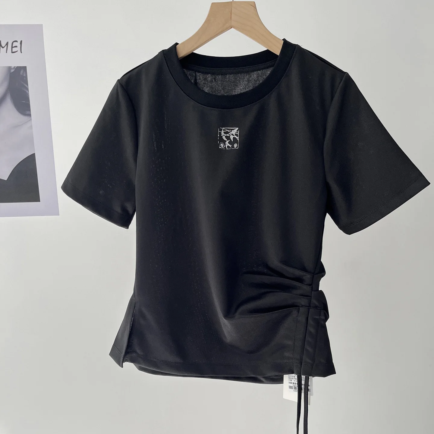 Spring Women's Crew Neck Versatile Drawstring Sports Elastic Slim T-Shirt Short Sleeve 51c-0498
Spring Women's Crew Neck Versatile Drawstring Sports Elastic Slim T-Shirt Short Sleeve 51c-0498
