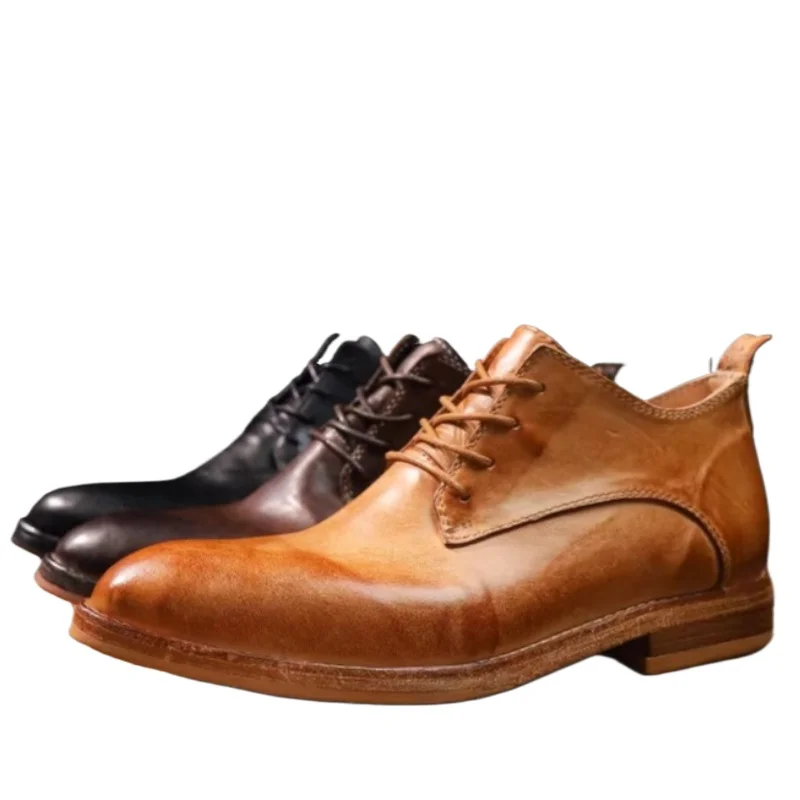 Washed Horse Leather Pointy-toe Soft Sole Shoes Men's Dress Shoes Hand-sewn Horsehide Breathable Comfortable Goodyear Derby Shoe
Washed Horse Leather Pointy-toe Soft Sole Shoes Men's Dress Shoes Hand-sewn Horsehide Breathable Comfortable Goodyear Derby Shoe