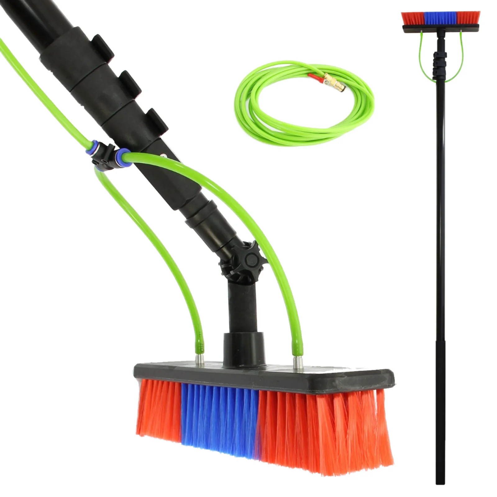 Outdoor Telescopic Cleaning Tool Kit with Hose Spray/Scraper Solar Panel Tool Cleaning Feed Window Cleaning Rod