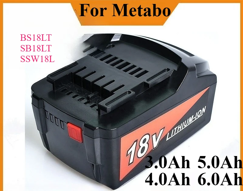 3-6AH 18V ДЛЯ Metabo18V литиевая батарея LIHD для электроинструмента заменяет аккумуляторную батарею BS18LT, SB18LT SSW18L
3-6AH 18V ДЛЯ Metabo18V литиевая батарея LIHD для электроинструмента заменяет аккумуляторную батарею BS18LT, SB18LT SSW18L