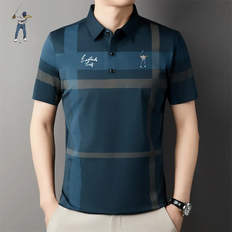 High Quality Man Shirts Summer Ice Silk Cool Lapel Polo Shirt Short Sleeve Tops Golf Clothing Mens Golf Shirts Business T-Shirts
High Quality Man Shirts Summer Ice Silk Cool Lapel Polo Shirt Short Sleeve Tops Golf Clothing Mens Golf Shirts Business T-Shirts