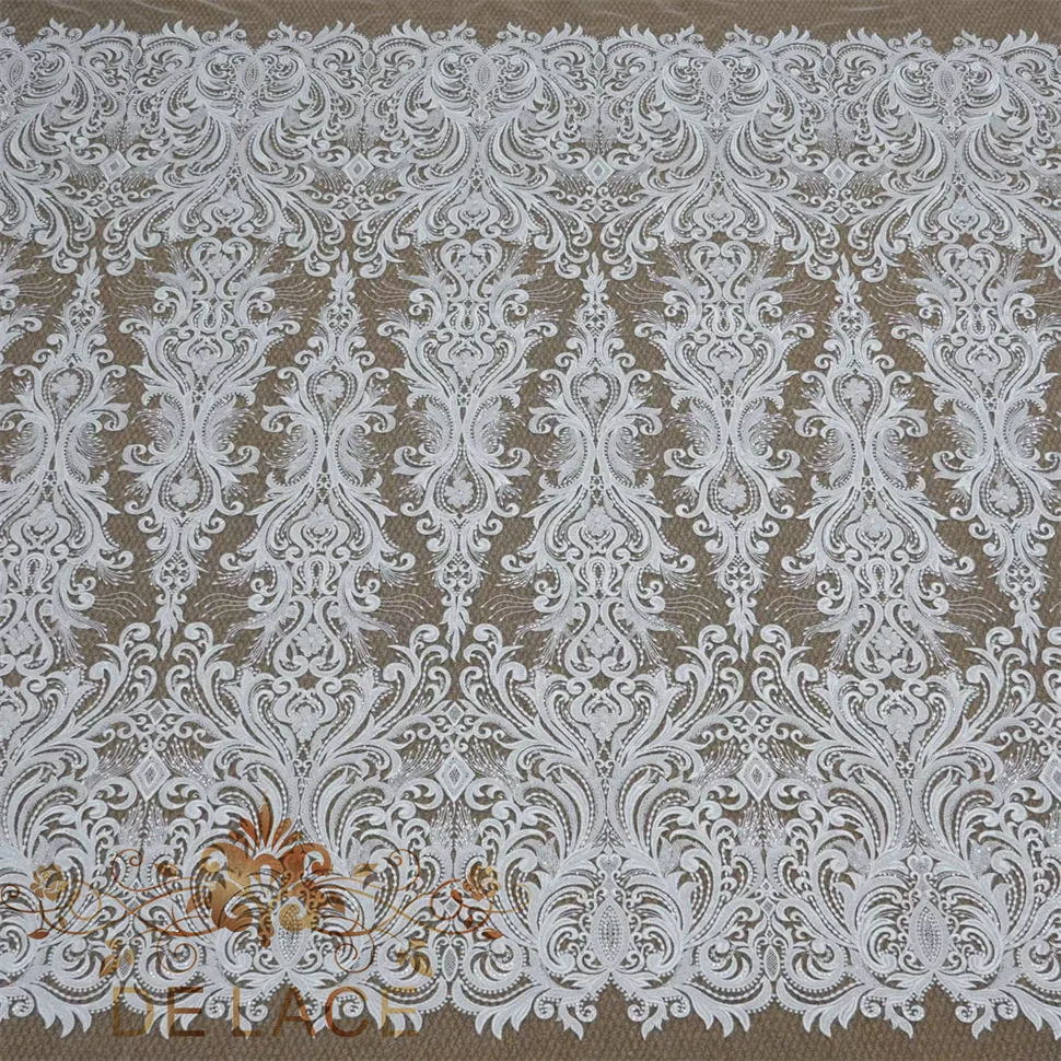 MGF European Style Embroidered Lace with Beaded Exquisite High Quality Wedding Dress Lace Fabric
MGF European Style Embroidered Lace with Beaded Exquisite High Quality Wedding Dress Lace Fabric