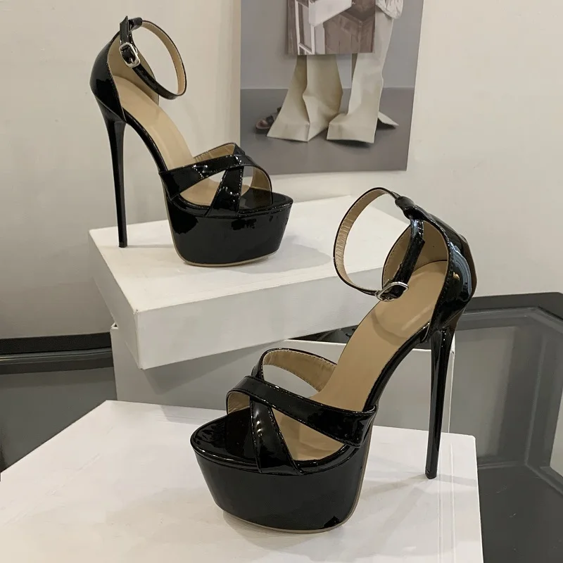 Women's Black Patent Crisscross Straps Peep Toe Platform Heels, Ankle Strap Super High Stiletto Sexy Party Footwear,DropShipping
Women's Black Patent Crisscross Straps Peep Toe Platform Heels, Ankle Strap Super High Stiletto Sexy Party Footwear,DropShipping
