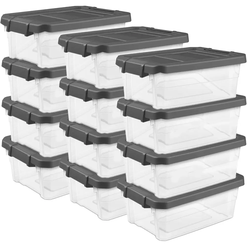 12-Pack Modular Stacker Box, Durable Clear Plastic Storage Bins with Latching Lids, 16 Quart - Stackable Organizing Container Boxes for Closet, Bathroom, and Office
12-Pack Modular Stacker Box, Durable Clear Plastic Storage Bins with Latching Lids, 16 Quart - Stackable Organizing Container Boxes for Closet, Bathroom, and Office