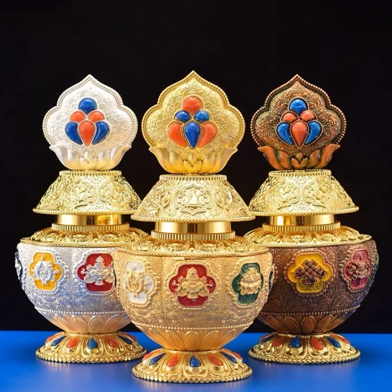 Buddhism Bottle ,Golden Alloy Handicraft Auspicious Tantric Spices Storage Bottle,Tibetan Desktop Altars Decorative,1Pcs,18 cm
Buddhism Bottle ,Golden Alloy Handicraft Auspicious Tantric Spices Storage Bottle,Tibetan Desktop Altars Decorative,1Pcs,18 cm
