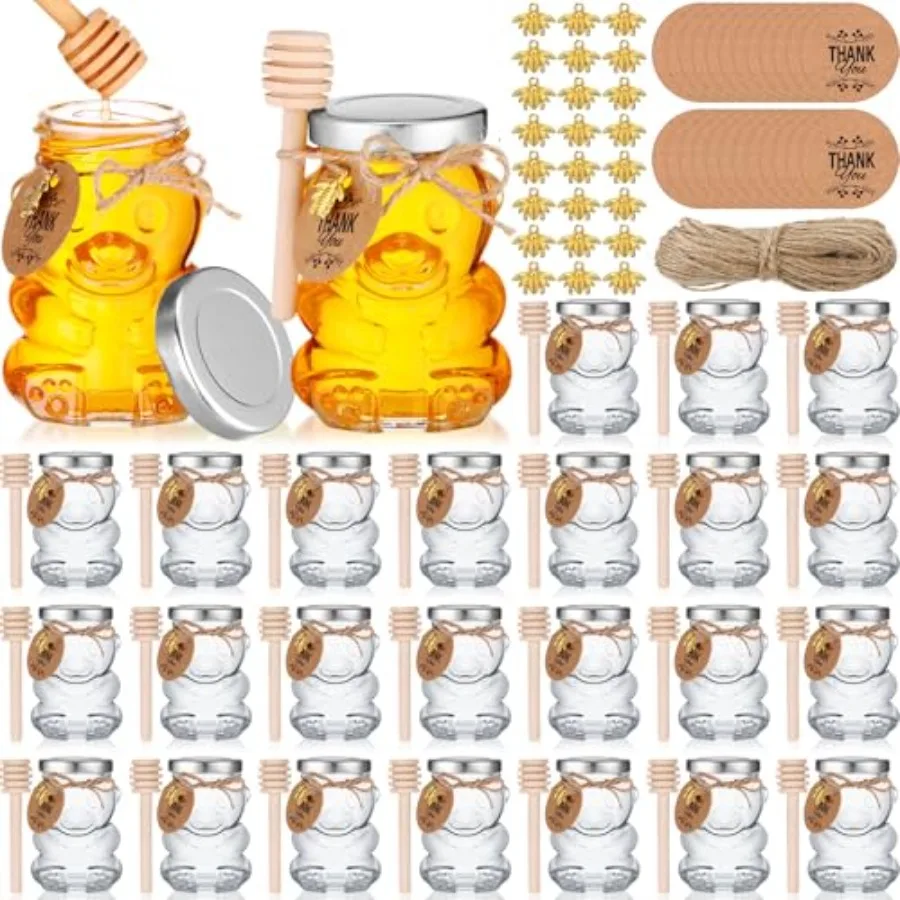24 Set 4 oz Bear Shaped Rosh Hashanah Glass Honey Jars with Dipper Bee Pendants Tags Twine Honey Jars Party Favors Small Bear B
24 Set 4 oz Bear Shaped Rosh Hashanah Glass Honey Jars with Dipper Bee Pendants Tags Twine Honey Jars Party Favors Small Bear B