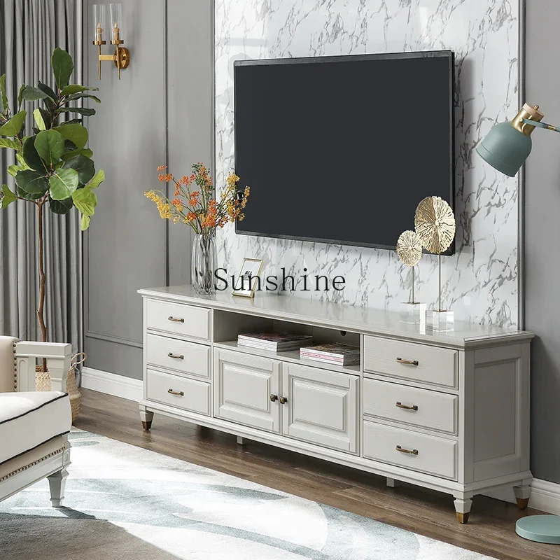 American solid wood light luxury simple high-end gray TV cabinet coffee table combination
American solid wood light luxury simple high-end gray TV cabinet coffee table combination