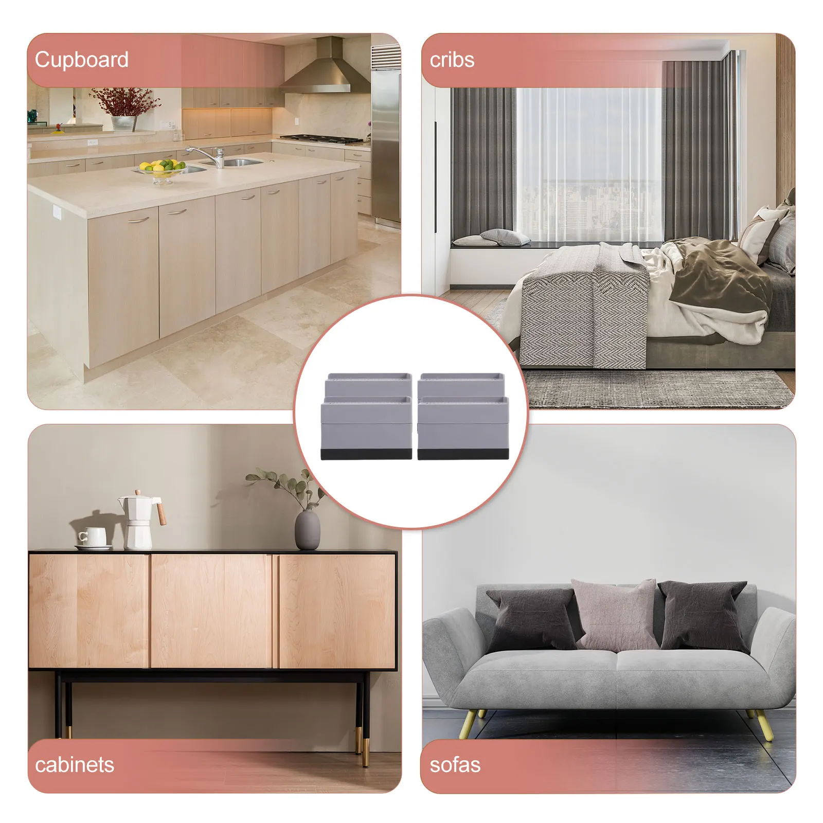 4pcs Grey Bed Riser Heavy Duty PP TPU Furniture Leg Lifters Storage Space Chair Table Sofa Couch Lifters Lifting Pads Sturdy
4pcs Grey Bed Riser Heavy Duty PP TPU Furniture Leg Lifters Storage Space Chair Table Sofa Couch Lifters Lifting Pads Sturdy