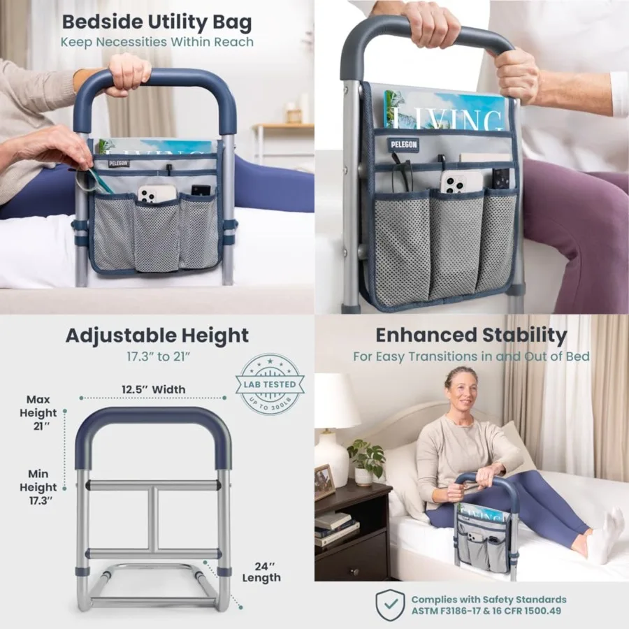 Bed Rails for Elderly Adults Safety, ASTM Compliant, Adjustable Bed Rail with Non-Slip Ergonomic Handle and Storage Pockets, Be
Bed Rails for Elderly Adults Safety, ASTM Compliant, Adjustable Bed Rail with Non-Slip Ergonomic Handle and Storage Pockets, Be