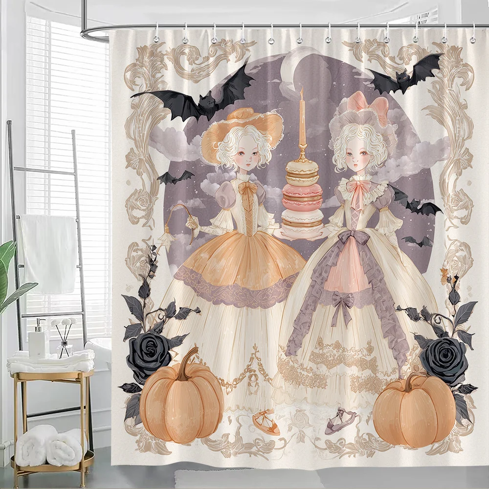 1 шт., винтажная занавеска для душа на Хэллоуин — элегантные цветочные платья с тыквой и летучей мышью, 70,8x70,8 дюймов, полиэфирная ткань для ванной комнаты
1 шт., винтажная занавеска для душа на Хэллоуин — элегантные цветочные платья с тыквой и летучей мышью, 70,8x70,8 дюймов, полиэфирная ткань для ванной комнаты
