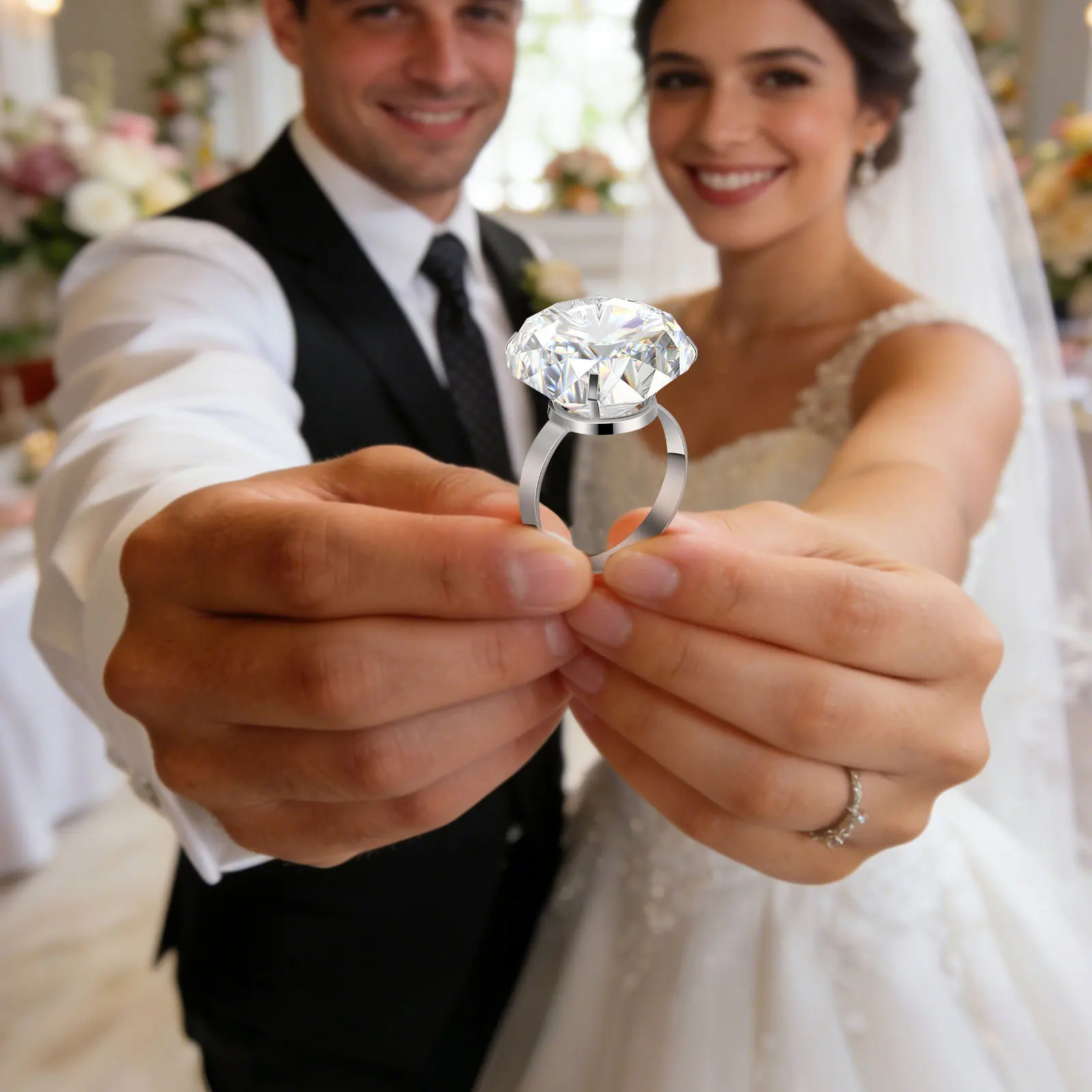 Extra Large Faux Wedding Ring for Anniversary Celebration Decor Simulated Engagement Prop Glass Ring Decoration Party Event
Extra Large Faux Wedding Ring for Anniversary Celebration Decor Simulated Engagement Prop Glass Ring Decoration Party Event