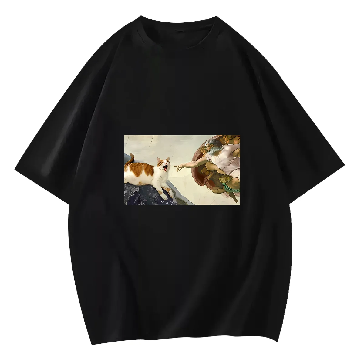 Spoof God and cat T Shirt Men Funny T Shirt Oversized Loose Breathable Short Sleeve Fashion Casual Tops 100% Cotton Prints Tee
Spoof God and cat T Shirt Men Funny T Shirt Oversized Loose Breathable Short Sleeve Fashion Casual Tops 100% Cotton Prints Tee