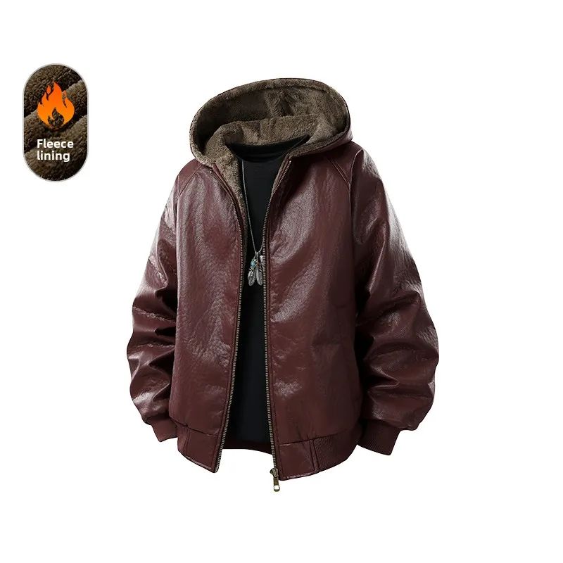Осень-зима 2026, новая мужская кожаная куртка на флисовой подкладке, утолщенное теплое универсальное повседневное свободное пальто с капюшоном
Осень-зима 2026, новая мужская кожаная куртка на флисовой подкладке, утолщенное теплое универсальное повседневное свободное пальто с капюшоном