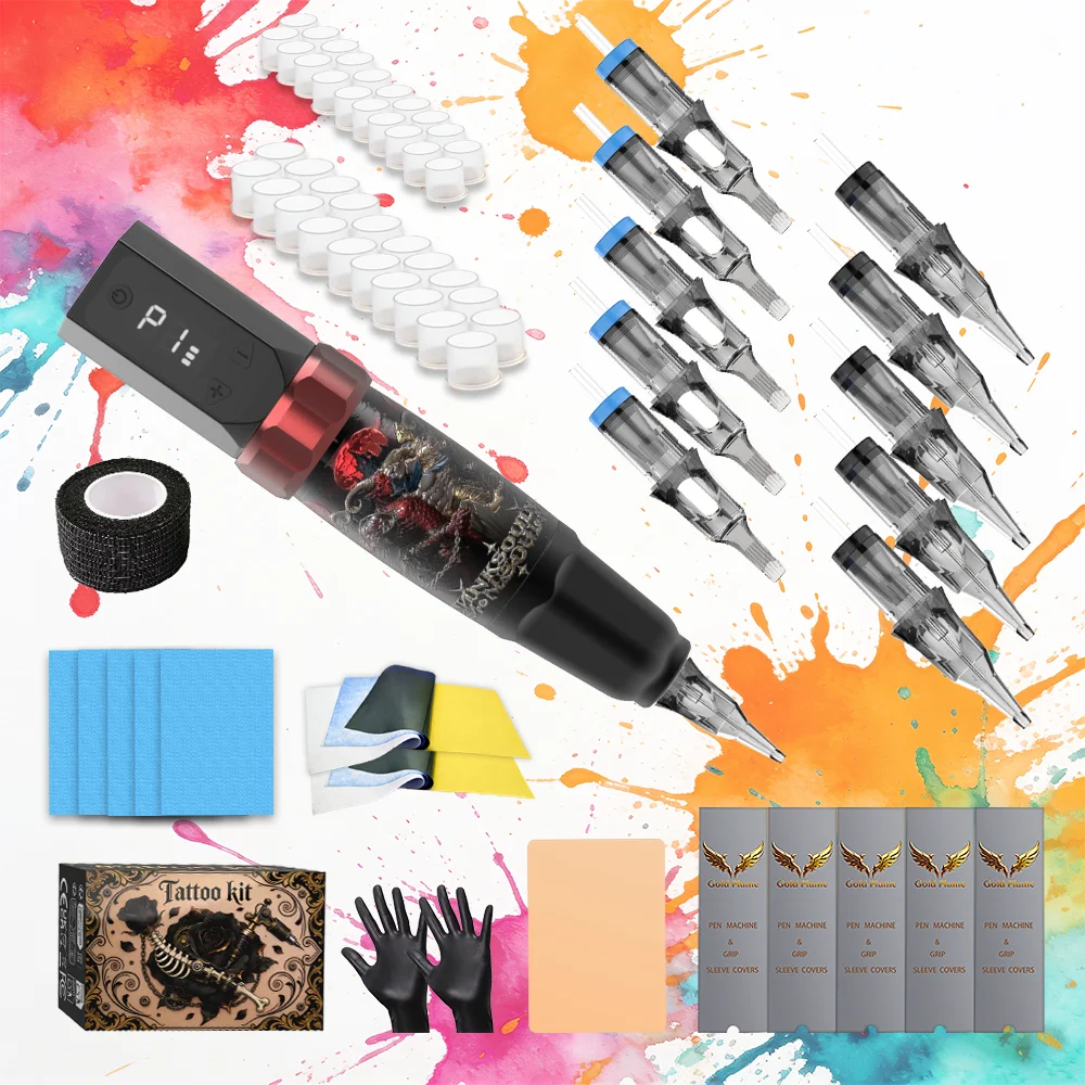 GOLDPLUME Wireless Tattoo Pen Kit Dark Mythology Rotary Machine with Digital Display Full Supplies for Beginners Pros
GOLDPLUME Wireless Tattoo Pen Kit Dark Mythology Rotary Machine with Digital Display Full Supplies for Beginners Pros