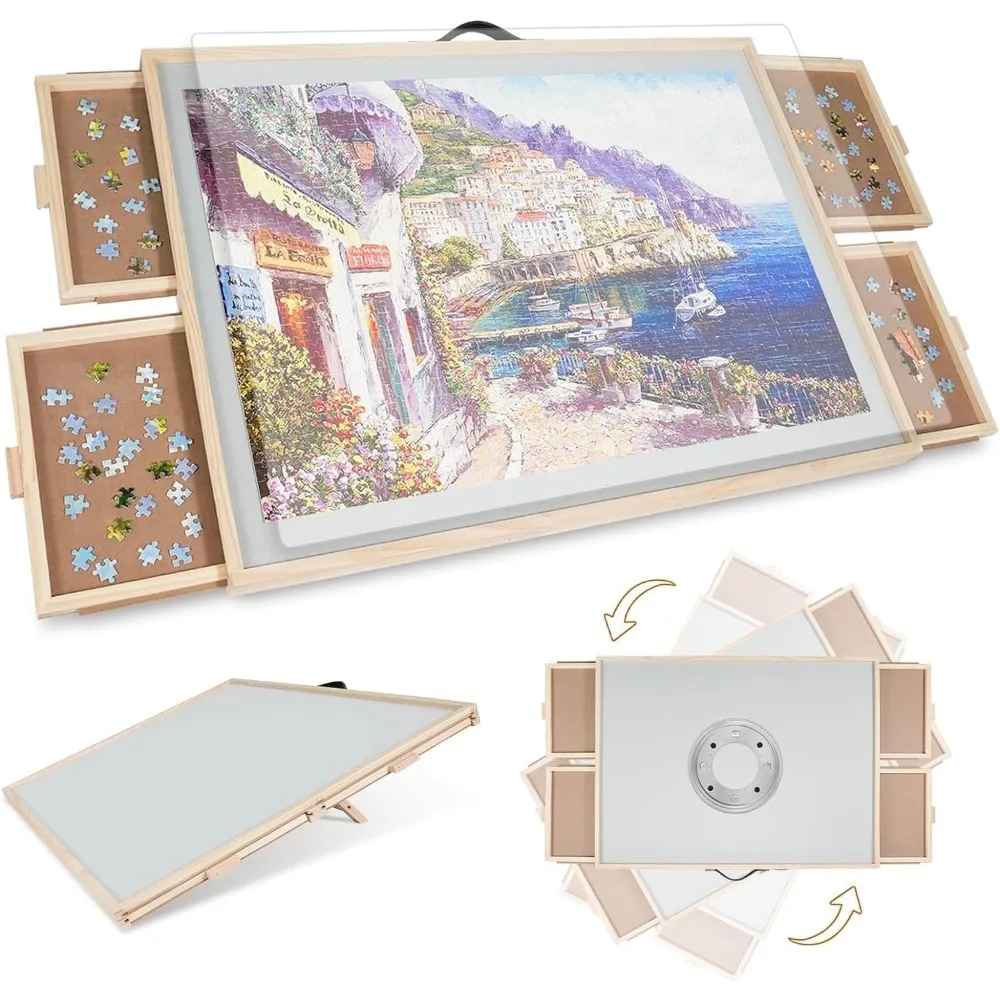 ALL4JIG 2000 Pieces 2-in-1 Tilting & Rotating Puzzle Board for Adults Gifts, Wooden Jigsaw Puzzle Table with 4 Drawers, 28.5" x
ALL4JIG 2000 Pieces 2-in-1 Tilting & Rotating Puzzle Board for Adults Gifts, Wooden Jigsaw Puzzle Table with 4 Drawers, 28.5" x