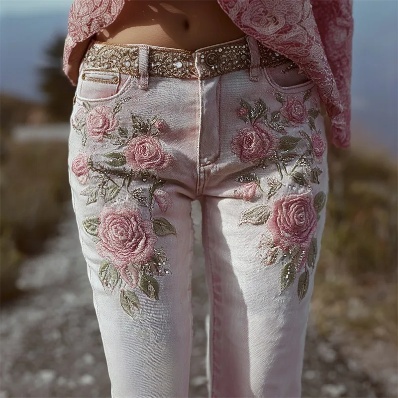 Women's 3D Floral Print Jeans High Waist Straight Leg Denim Pants Trendy Casual Fashion Trousers
Women's 3D Floral Print Jeans High Waist Straight Leg Denim Pants Trendy Casual Fashion Trousers
