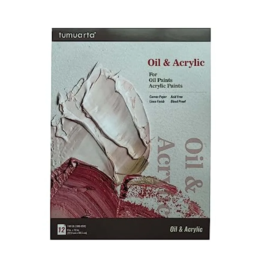 Oil Painting Paper Pad 9x12", 140 LB Canvas Paper, 12 Sheets, 300 GSM, Acid Free, Glue Bound, Natural White, Bleed Proof Mixed
Oil Painting Paper Pad 9x12", 140 LB Canvas Paper, 12 Sheets, 300 GSM, Acid Free, Glue Bound, Natural White, Bleed Proof Mixed