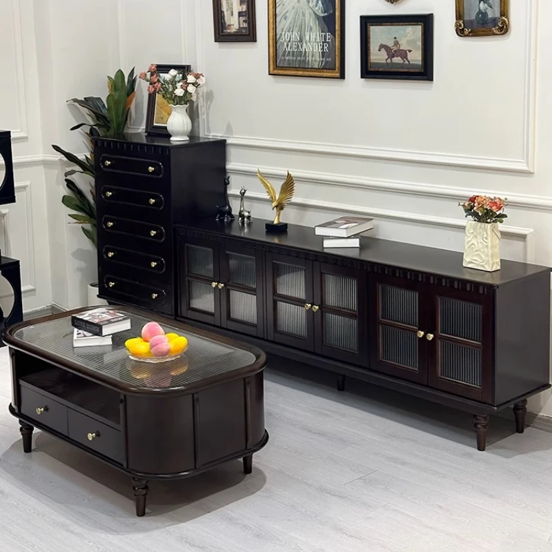 Pure solid wood TV cabinet coffee table combination heightened living room floor cabinet retro locker advanced light
Pure solid wood TV cabinet coffee table combination heightened living room floor cabinet retro locker advanced light