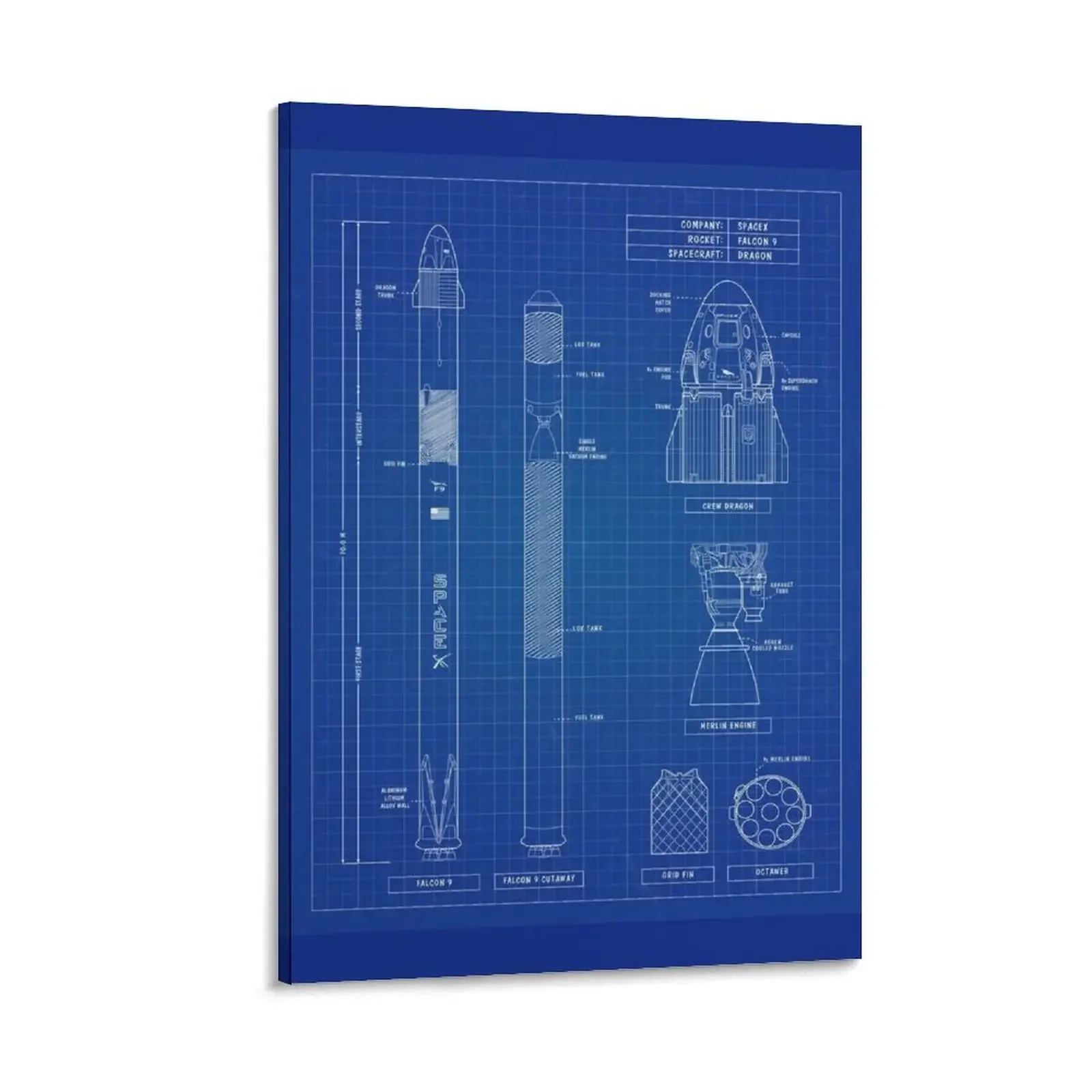 SpaceX: Falcon 9 & Dragon (Blueprint - English) Vertical Version Canvas Painting Luxury living room decoration poster anime
SpaceX: Falcon 9 & Dragon (Blueprint - English) Vertical Version Canvas Painting Luxury living room decoration poster anime