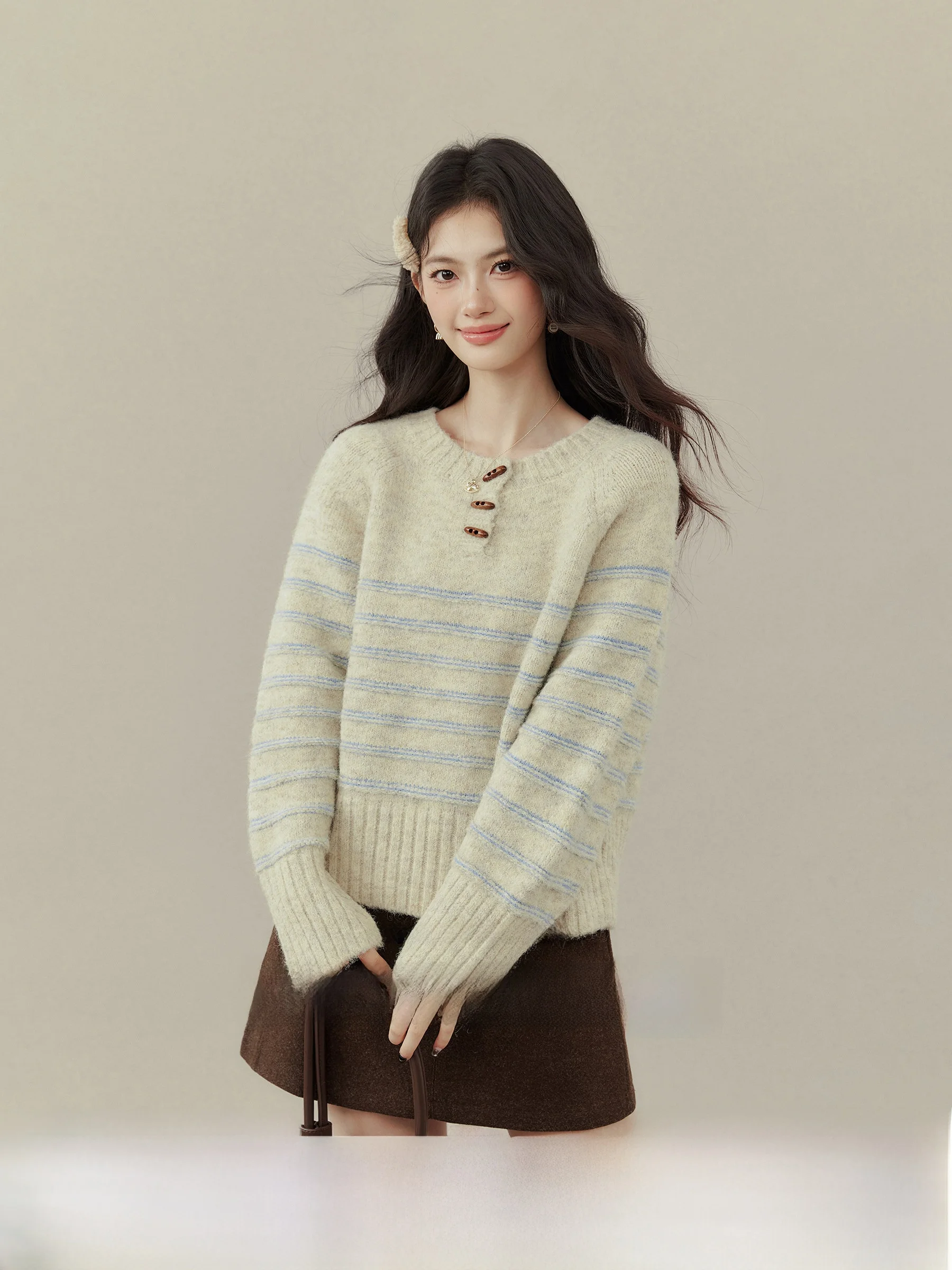 Slim Fit Striped round Ne Knitwear for plus Size Women Color Blo Casual Sle Long Sve Inner Wear by Wang Wei
Slim Fit Striped round Ne Knitwear for plus Size Women Color Blo Casual Sle Long Sve Inner Wear by Wang Wei