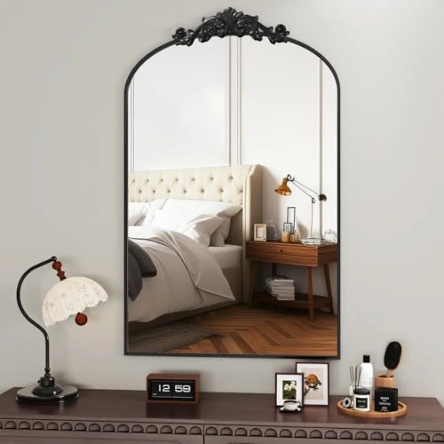 Vintage Wall Mirror 24"x36" Arched Mirror for Vanity Antique Decorative Mirrors with Carved Metal Frame for Bedroom Living Room
Vintage Wall Mirror 24"x36" Arched Mirror for Vanity Antique Decorative Mirrors with Carved Metal Frame for Bedroom Living Room