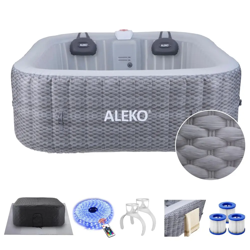 Charcoal 6Person Inflatable Jetted Hot Tub 130 Soothing Bubble Jets Energy Efficient Cover LED Lights with 7 Lights 360Degree B
Charcoal 6Person Inflatable Jetted Hot Tub 130 Soothing Bubble Jets Energy Efficient Cover LED Lights with 7 Lights 360Degree B
