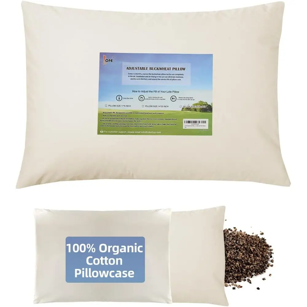 Buckwheat Pillow for Sleeping with Organic Cotton Pillowcase - 20''x26'' Adjustable Pillow, Breathable for Cool Sleep, Cervical
Buckwheat Pillow for Sleeping with Organic Cotton Pillowcase - 20''x26'' Adjustable Pillow, Breathable for Cool Sleep, Cervical