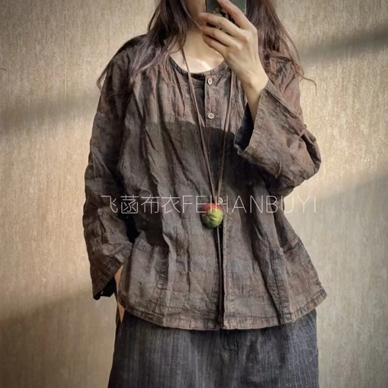 Женская льняная рубашка с длинным рукавом, новинка 2026 года, весенняя, в винтажном стиле, с круглым вырезом, с принтом, свободная, удобная, повседневная, M2280
Женская льняная рубашка с длинным рукавом, новинка 2026 года, весенняя, в винтажном стиле, с круглым вырезом, с принтом, свободная, удобная, повседневная, M2280